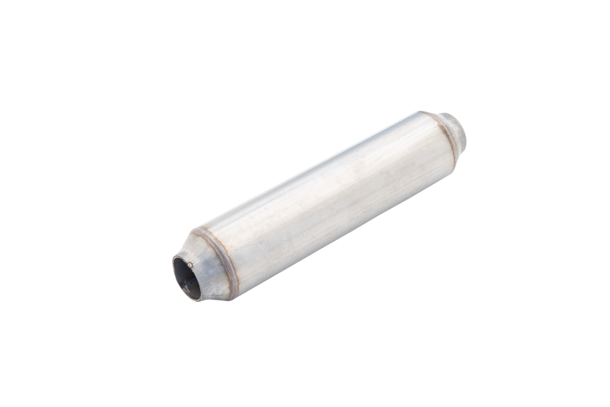 Hot Dog Resonator 2Inch Inlet 14Inch Long Raw 409 Stainless Steel