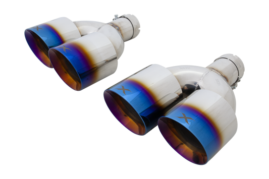 VW Golf R MK8 to MK8.5 Burnt Blue Look Quad 4.5 Inch Tip Option