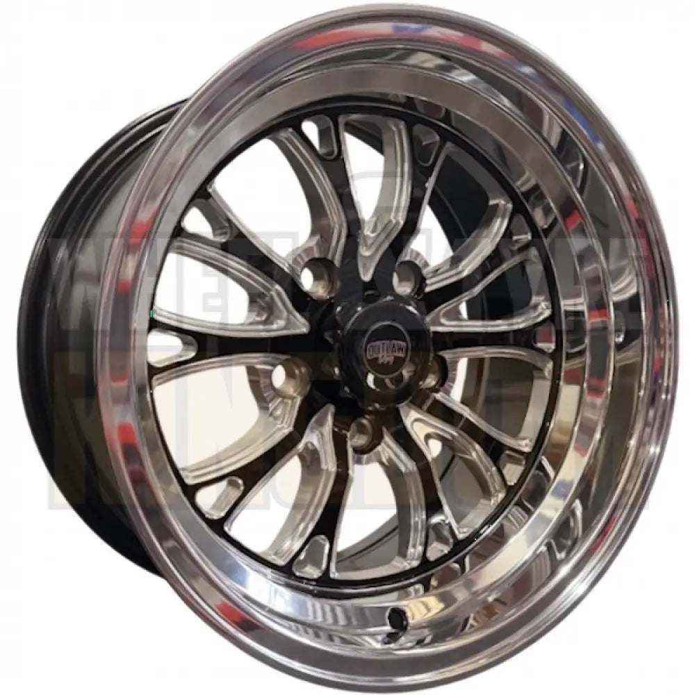 Outlaw Drag Intensity 15x8 4.5"BS Ford - Gloss Black Polished Lip