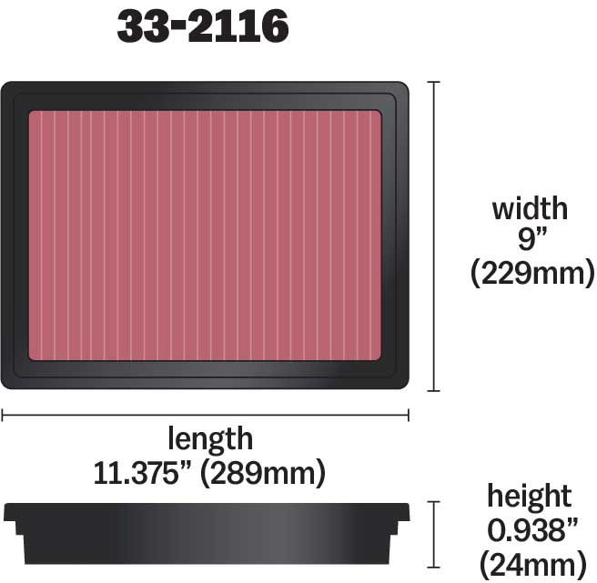 [K&N]   Air Filters - 33-2116 K&N Replacement Air Filter, Std Airbox, Holden Commodore VT-Z, '97-04