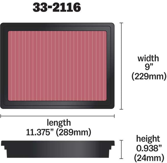[K&N]   Air Filters - 33-2116 K&N Replacement Air Filter, Std Airbox, Holden Commodore VT-Z, '97-04