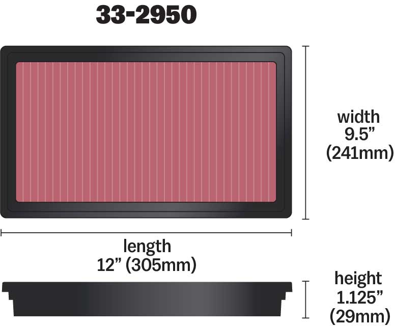 [K&N]   Air Filters - 33-2950 K&N Replacement Air Filter, Ford Falcon XR6/XR8 Territory FPV F6, 2.7TD V6/2.0l/4.0l L6/Turbo/5.4l V8, '08-16