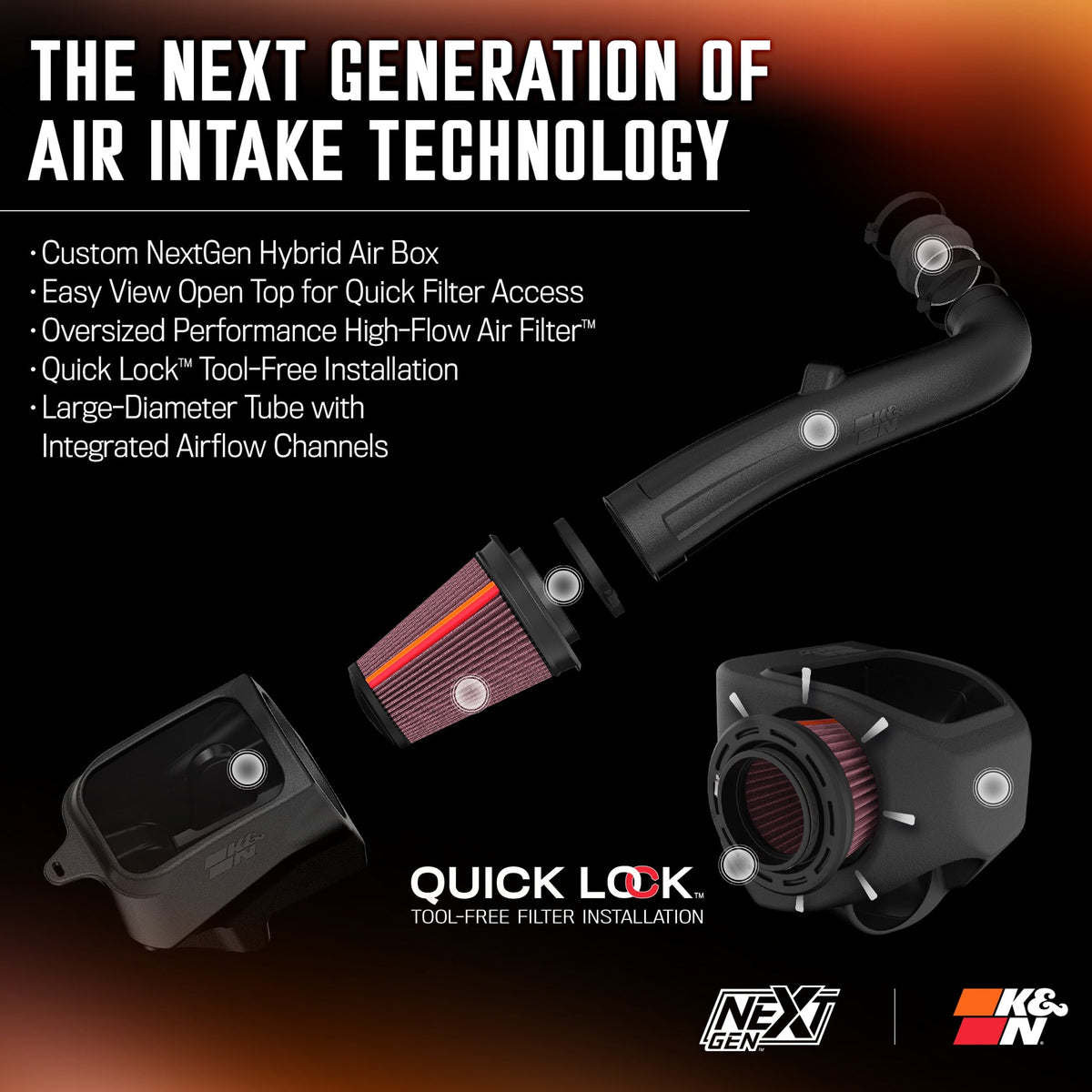 [K&N]   Intake Kits - 50-1576 K&N NextGen Cold Air Intake - Jeep Wrangler V6 3.6L