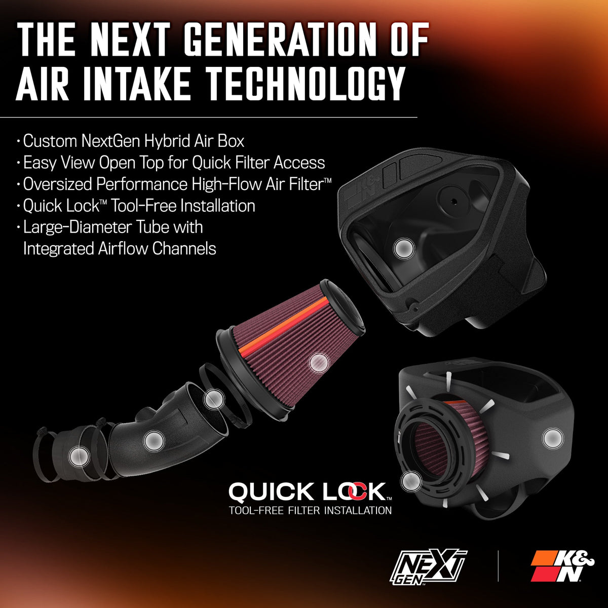 [K&N]   Intake Kits - 50-2545 K&N NextGen Cold Air Intake - Dodge Challenger V8-6.4L F/I, 2011-23