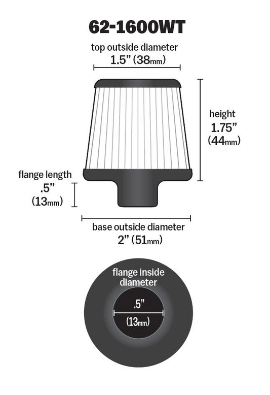 [K&N]   Universal Air Filters - 62-1600WT K&N Vent Air Filter/ Breather