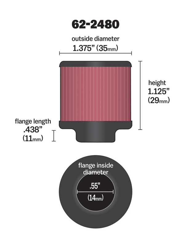 [K&N]   Universal Air Filters - 62-2480 K&N Vent Air Filter/ Breather