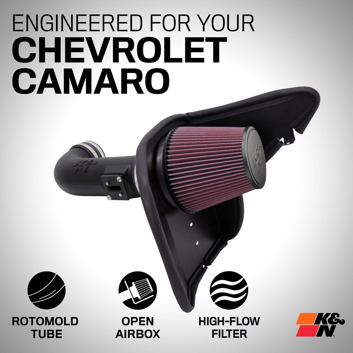 [K&N]   Intake Kits - 63-3074 K&N Performance Air Intake System, 2010 - 2015 Chevrolet Camaro SS 6.2L V8