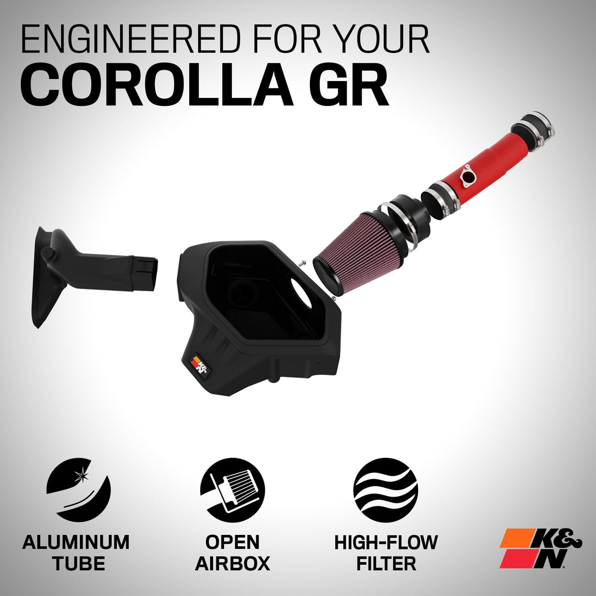 [K&N]   Metal Intake Kits - 69-8625TWR K&N Performance Air Intake System, 2023 - 2025 Toyota GR Corolla 1.6L