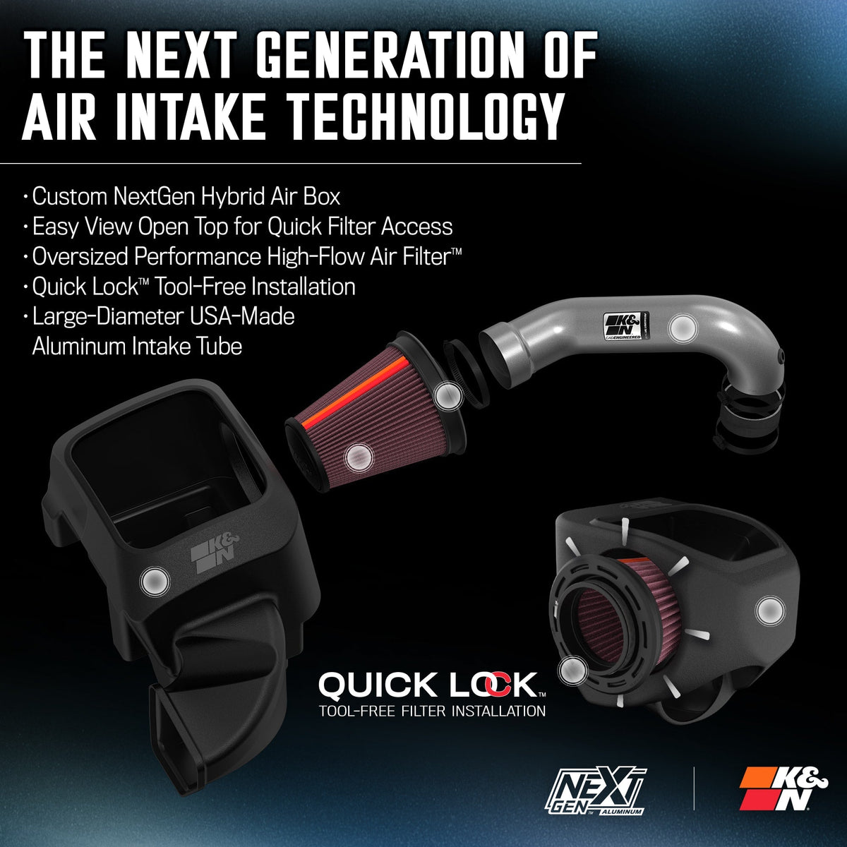 [K&N]   Metal Intake Kits - 70-1561 K&N NextGen Aluminum Cold Air Intake - DODGE/RAM 1500 V8 5.7L F/I