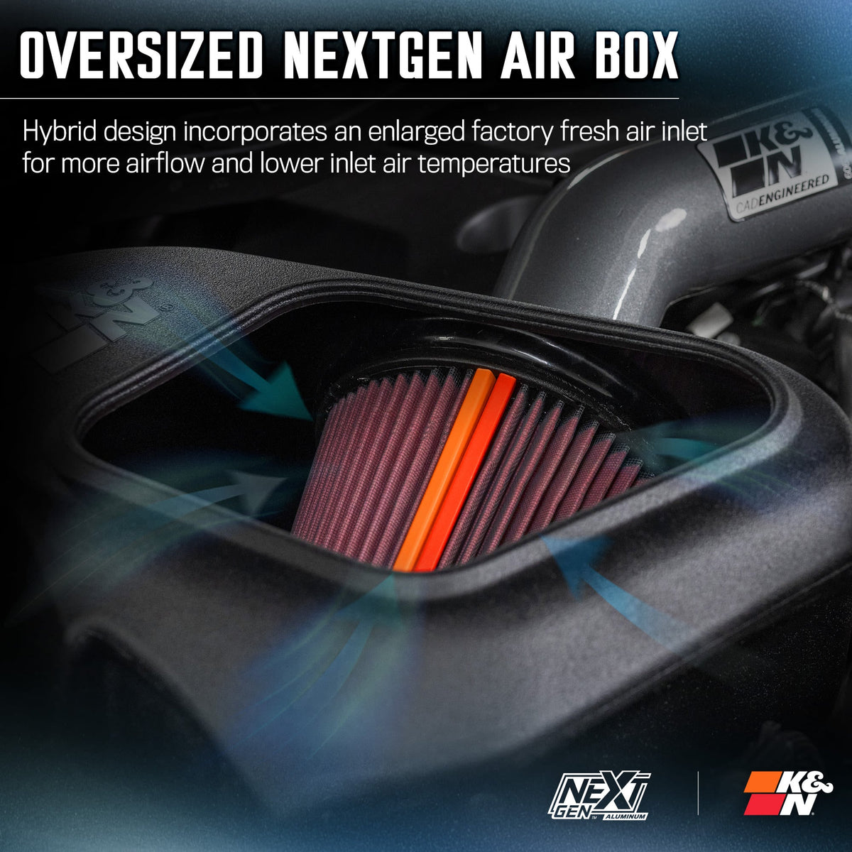 [K&N]   Metal Intake Kits - 70-1578 K&N NextGen Aluminum Cold Air Intake - RAM 1500 V8 5.7L F/I