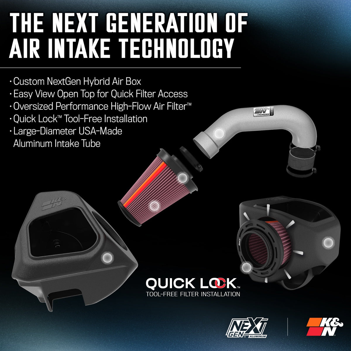 [K&N]   Metal Intake Kits - 70-1578 K&N NextGen Aluminum Cold Air Intake - RAM 1500 V8 5.7L F/I