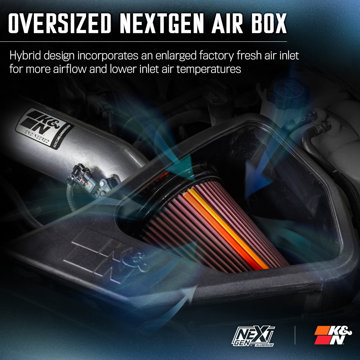 [K&N]   Metal Intake Kits - 70-3110 K&N NextGen Aluminum Cold Air Intake - CHEV/GMC 1500 V8 6.2L F/I