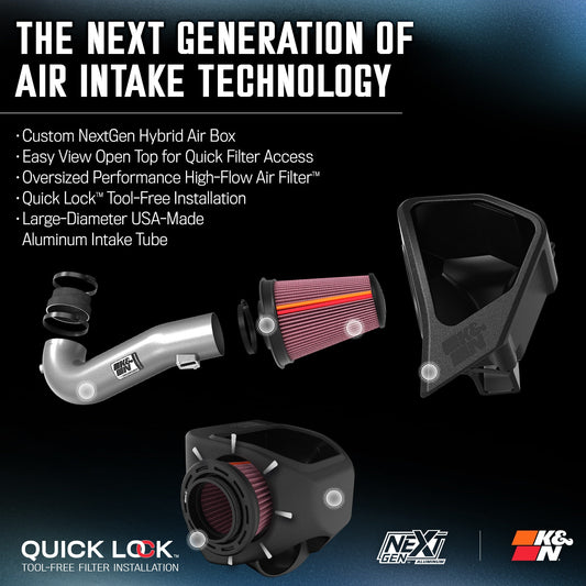 [K&N]   Metal Intake Kits - 70-3110 K&N NextGen Aluminum Cold Air Intake - CHEV/GMC 1500 V8 6.2L F/I