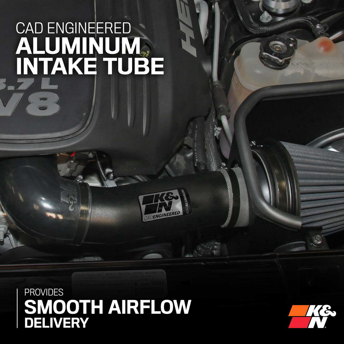 [K&N]   Metal Intake Kits - 71-1542 K&N Performance Air Intake System, Chrysler 300C, Dodge Charger/Challenger 5.7/6.1l V8, '05-23