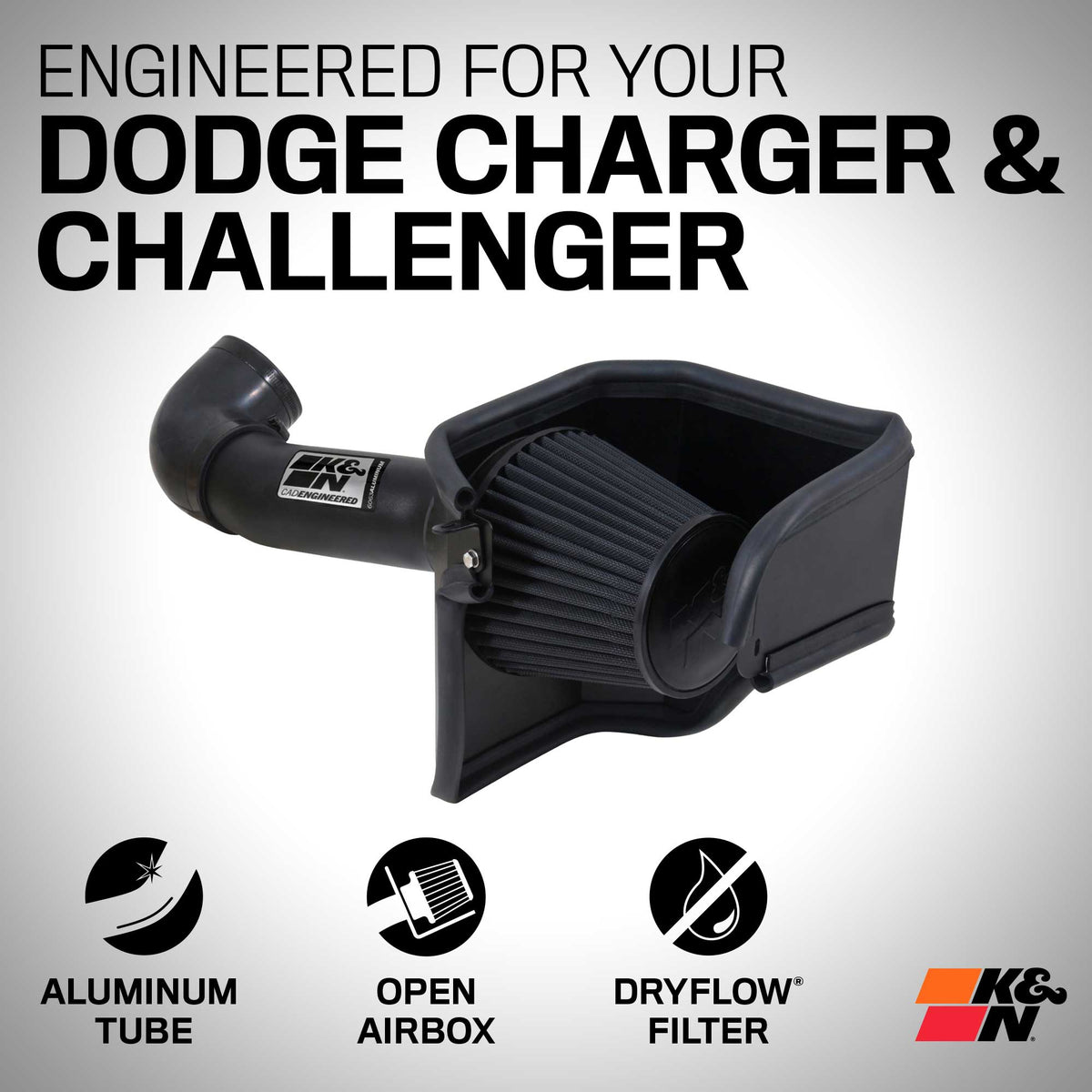 [K&N]   Metal Intake Kits - 71-1542 K&N Performance Air Intake System, Chrysler 300C, Dodge Charger/Challenger 5.7/6.1l V8, '05-23