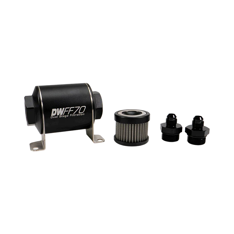 [DeatschWerks]   Fuel system - DW, -6AN, 10 micron, 70mm In-line fuel filter kit