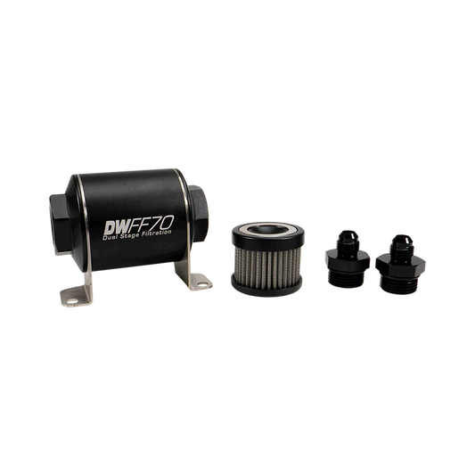 [DeatschWerks]   Fuel system - DW, -6AN, 10 micron, 70mm In-line fuel filter kit