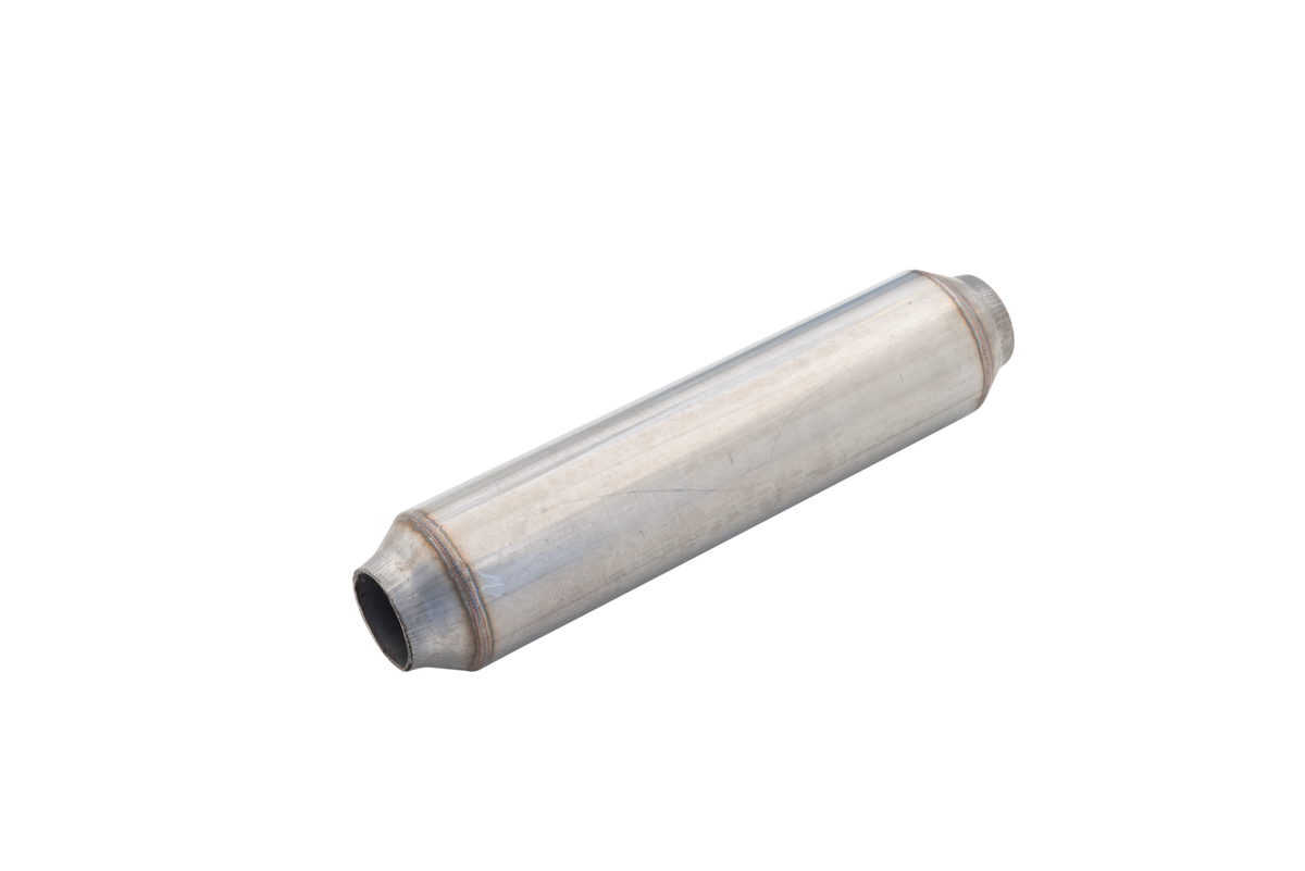Hot Dog Resonator 2.25Inch Inlet 14Inch Long Raw 409 Stainless Steel