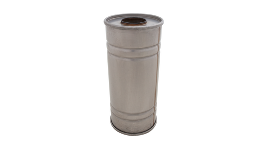 6Inch Round Straight Through Resonator 14Inch Long 2.5Inch Pipework Raw 409 S/S