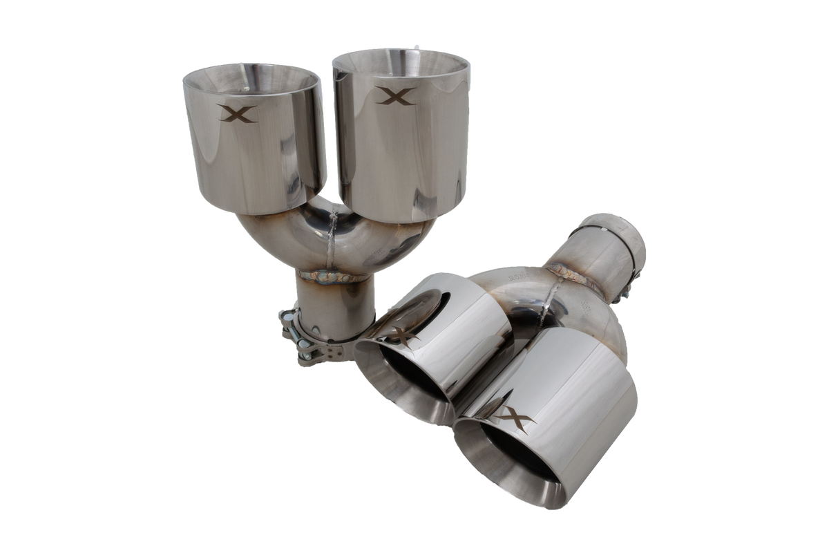 VW R Burnt Polished Quad 4 Inch Tip Option