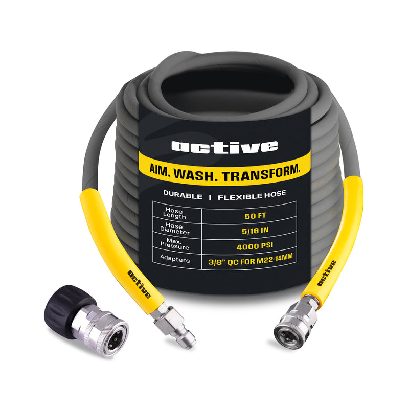 [Active]   Detailing - Active™ 15m / 23m / 30m Pressure Washer Extension Hose - 5/16" Steel Braided
