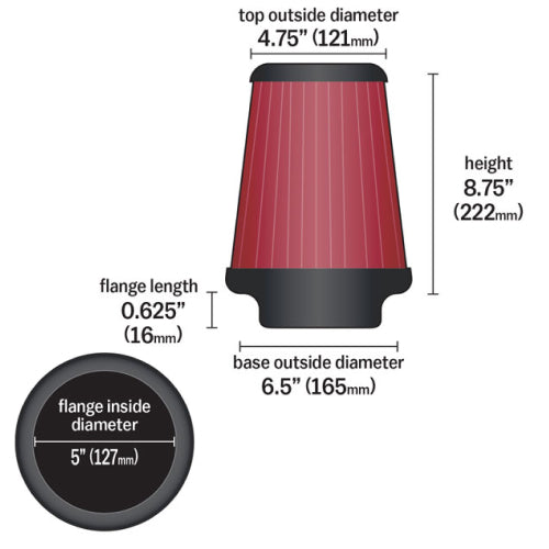 [K&N]   Universal Air Filters - RU-2815 K&N Universal Clamp-On Air Filter