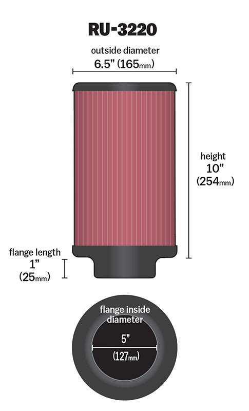 [K&N]   Universal Air Filters - RU-3220 K&N Universal Clamp-On Air Filter