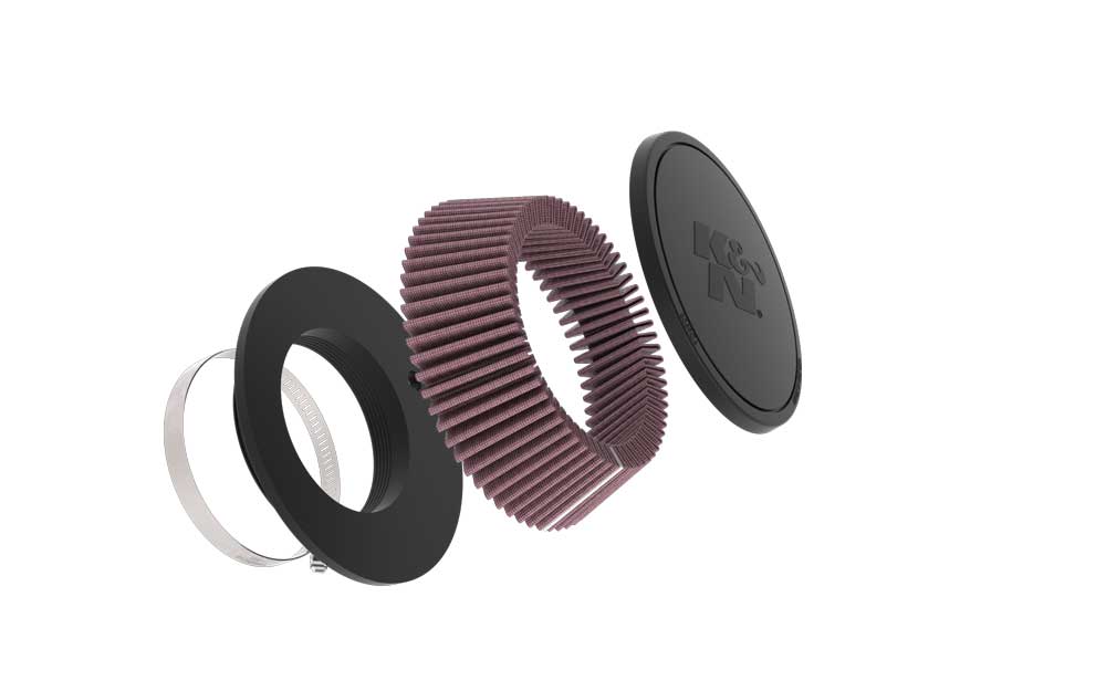 [K&N]   Universal Air Filters - RU-4480 K&N Universal Clamp-On Air Filter - 4-1/16" FLG, 6-7/8"B, 5-7/8"T, 2-3/16"H, W/SMOG PORT