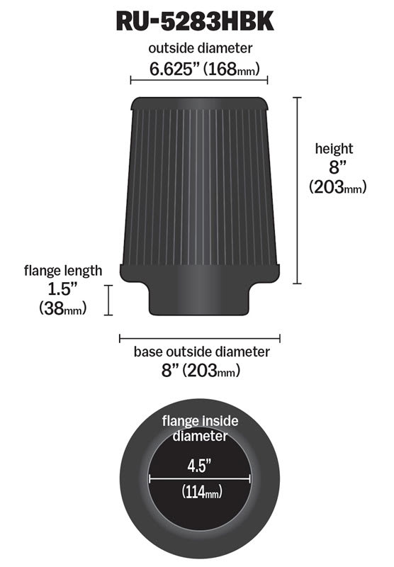 [K&N]   Universal Air Filters - RU-5283HBK K&N Universal Clamp-On Air Filter