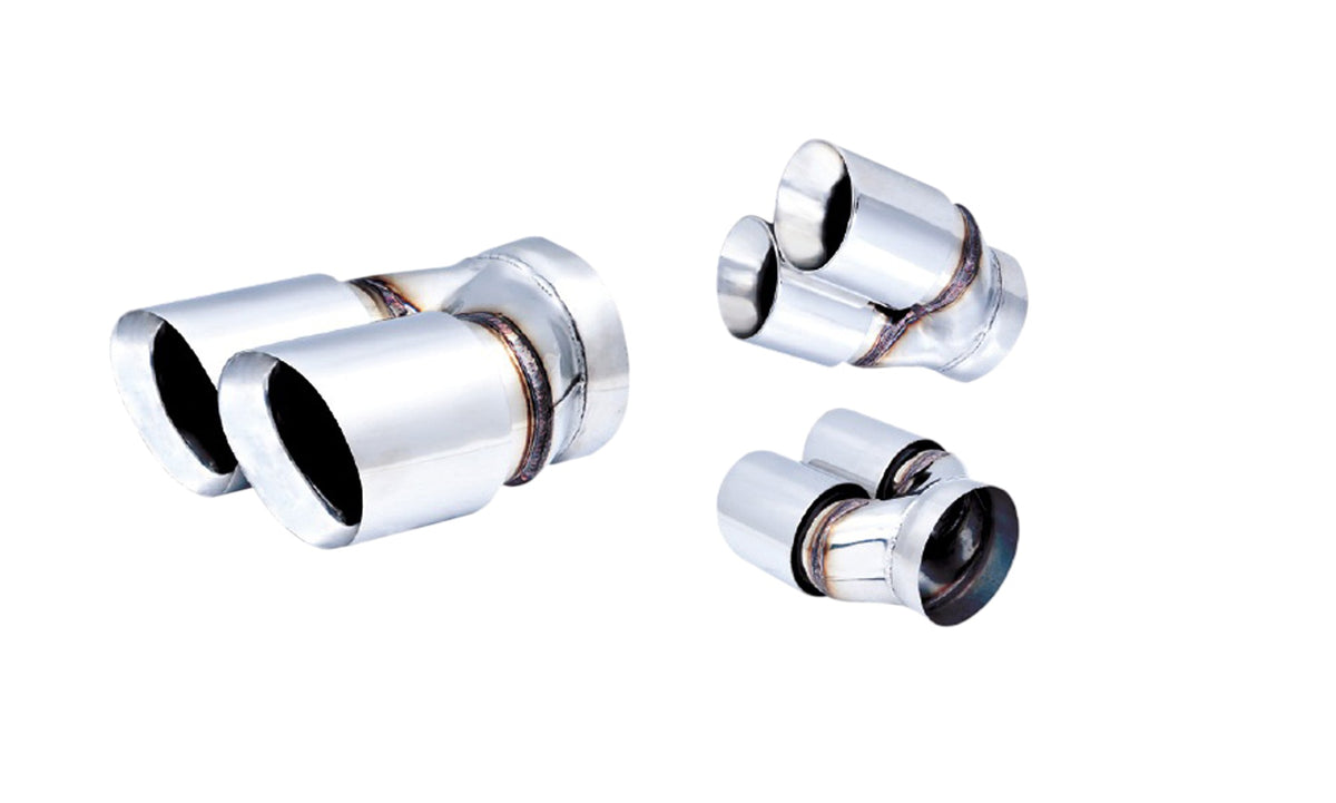 Twin 3.5Inch Round Angle-Cut Tip with 3" Inlet