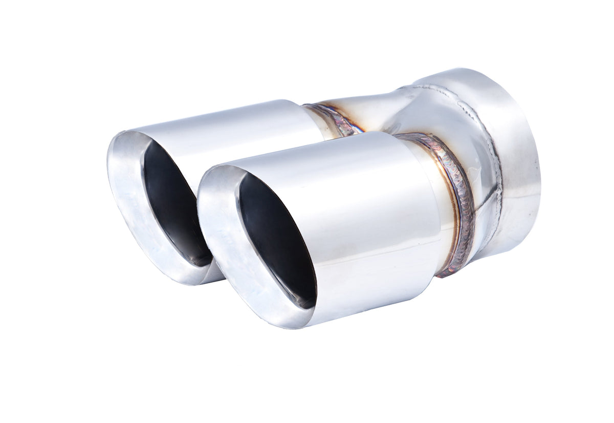 Twin 3.5Inch Round Angle-Cut Tip with 2.5" Inlet