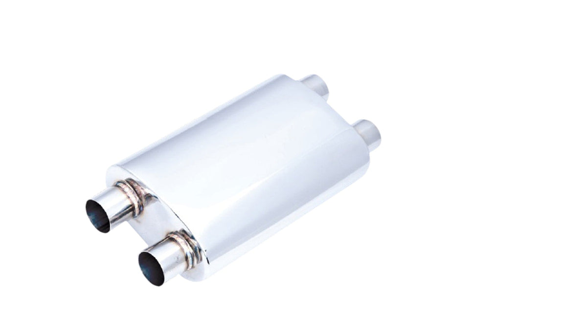 Universal 3 Inch Twin In Twin Out Oval Muffler