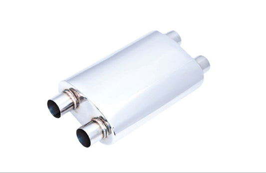 Universal 3 Inch Twin In Twin Out Oval Muffler