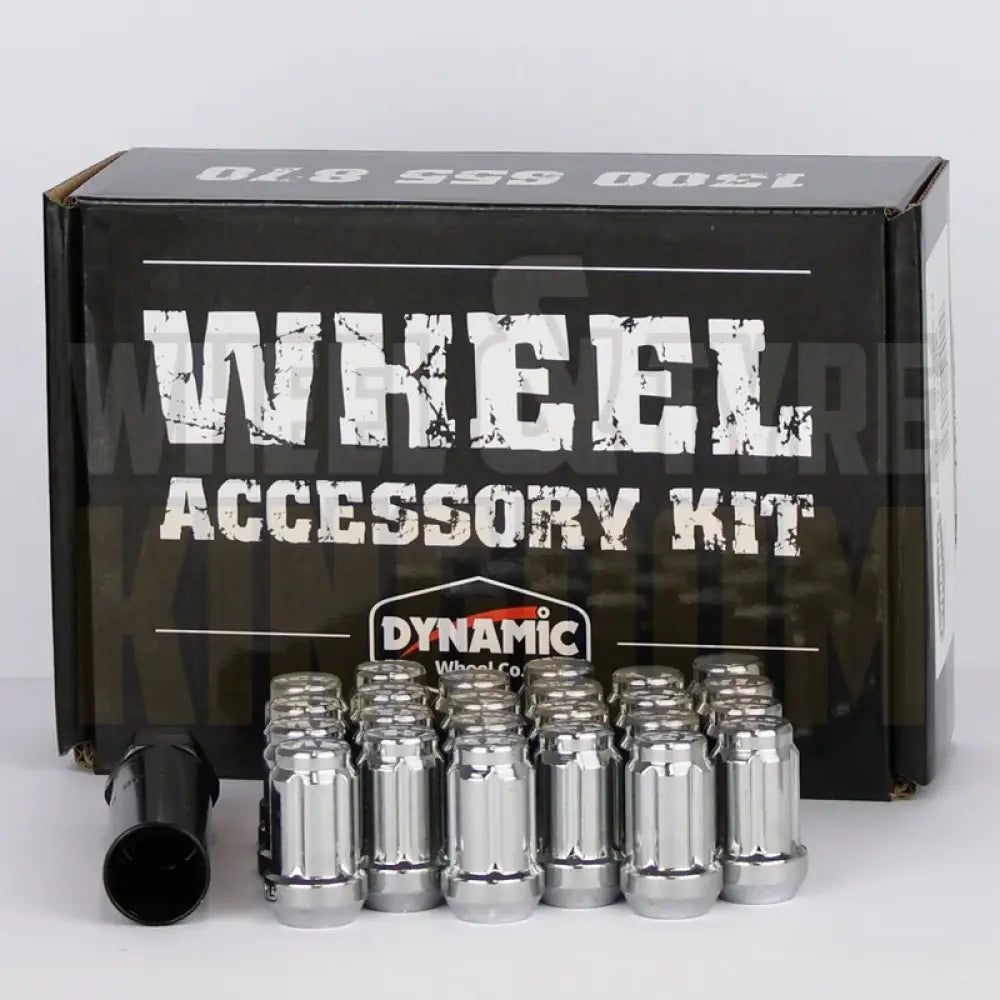Dynamic Accessories Wheel Nut 12x1.25 38mm Spline Chrome (pack of 24 + Key)