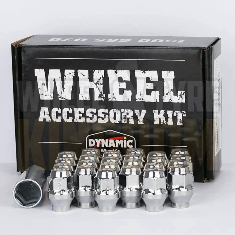 Dynamic Accessories Wheel Nut 12x1.5 36mm 19mm Hex ET Chrome (pack of 24 + Adaptor)