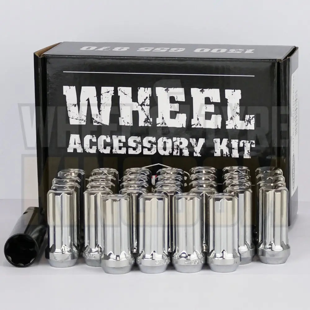 Dynamic Accessories Wheel Nut 14x1.5 52mm Spline Chrome (7-point Truck) (pack of 32 + Key)