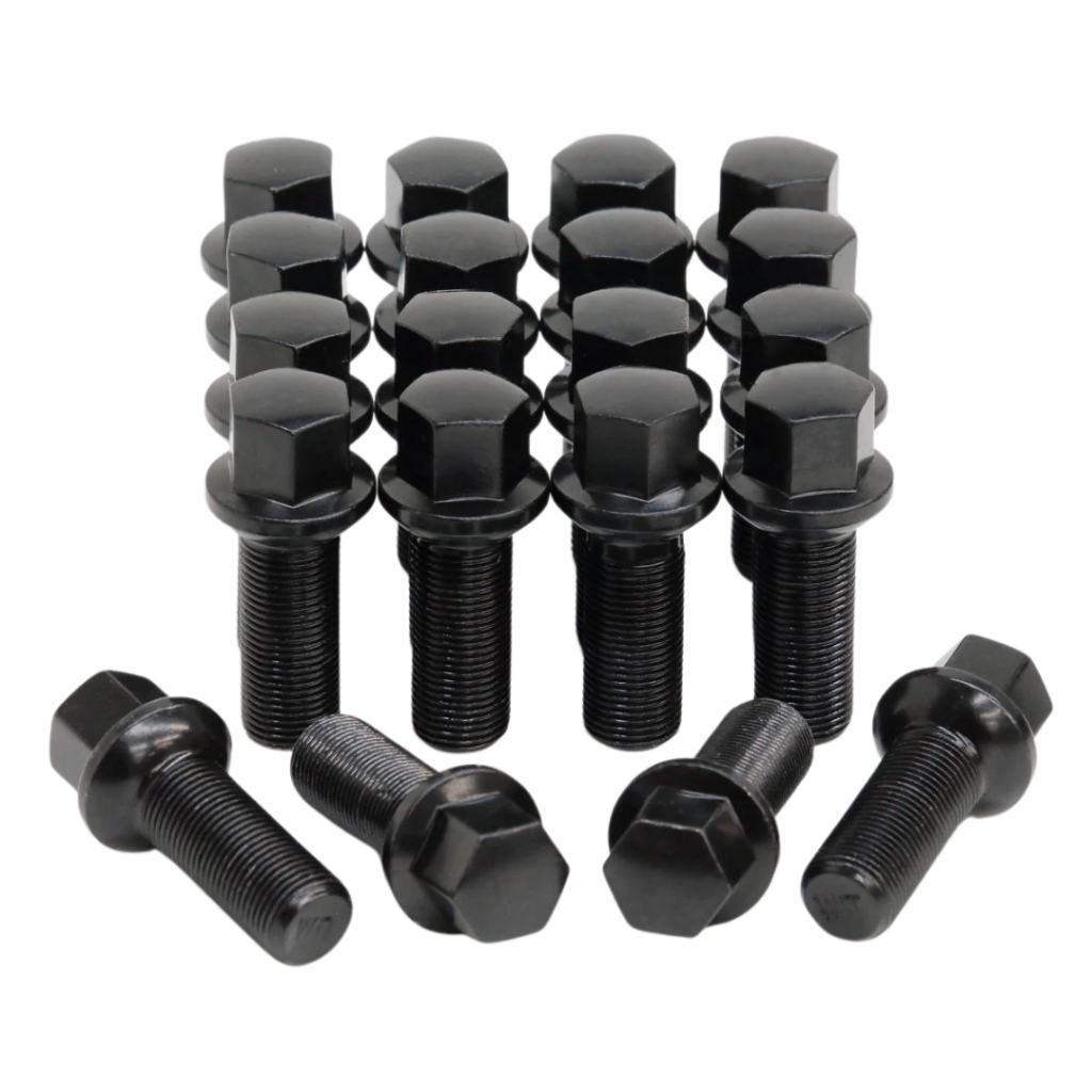 RW Black Lug Bolts 15x1.25 45mm for Ball Type Spherical Seat OE Wheels