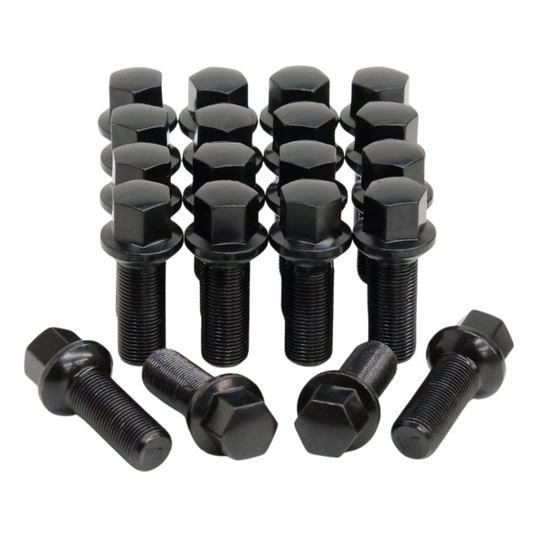 RW Black Lug Bolts 15x1.25 45mm for Ball Type Spherical Seat OE Wheels