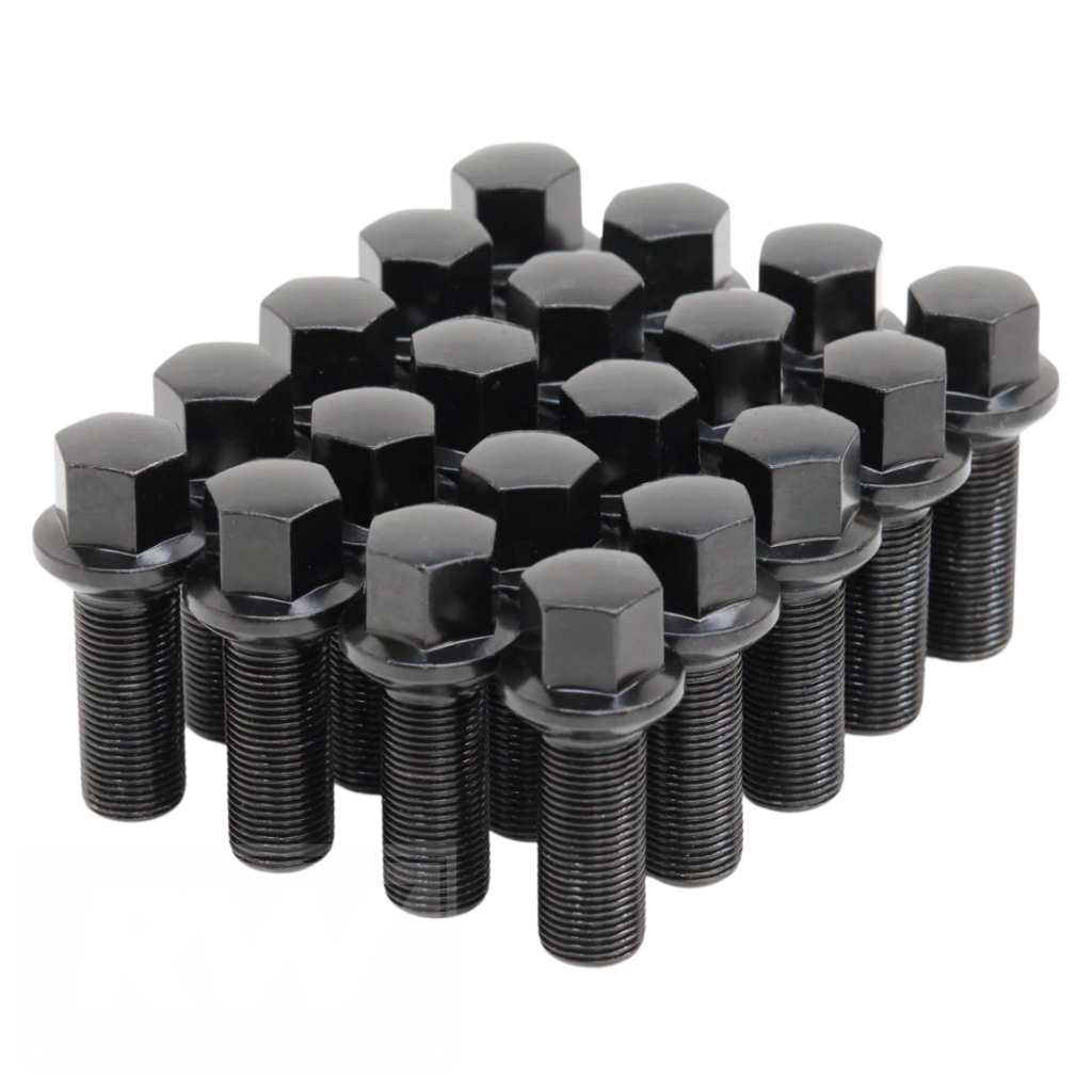 RW Black Lug Bolts 15x1.25 45mm for Ball Type Spherical Seat OE Wheels