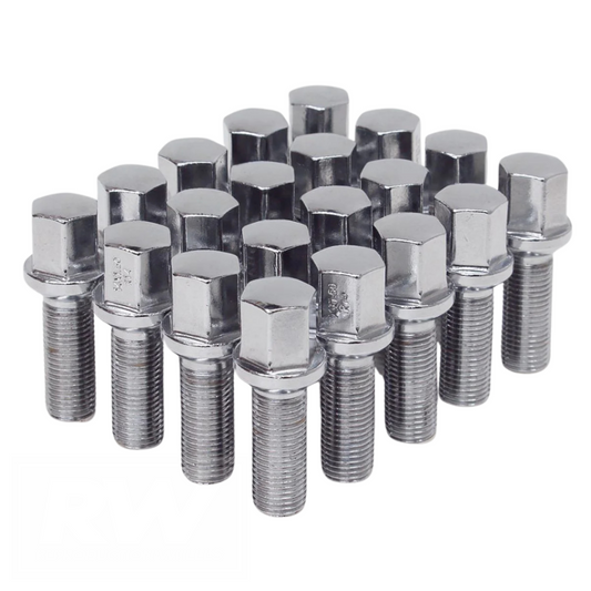 RW Chrome Lug Bolts 14x1.5 27mm for Ball Type Spherical Seat OE Wheels