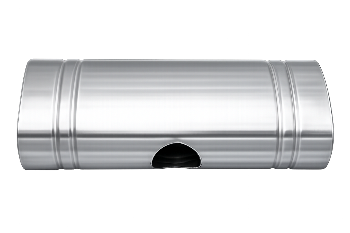 EAST WEST 2.25" Inlet muffler twin 2" outlet 304 Stainless Steel